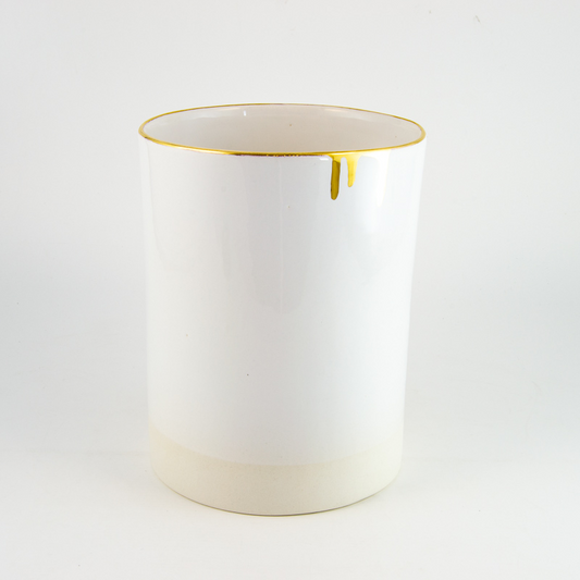 Cylinder Vase Gold Rim & Drip